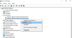 select the usb drive and click on enable option
