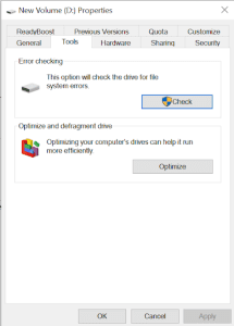 navigate to the error checking tool