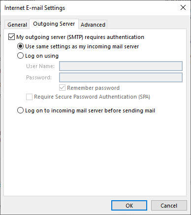 passaggi per correggere l'errore di invio e ricezione di Outlook utilizzando le impostazioni di posta elettronica di Internet