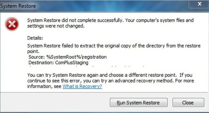 what to do when system restore fails