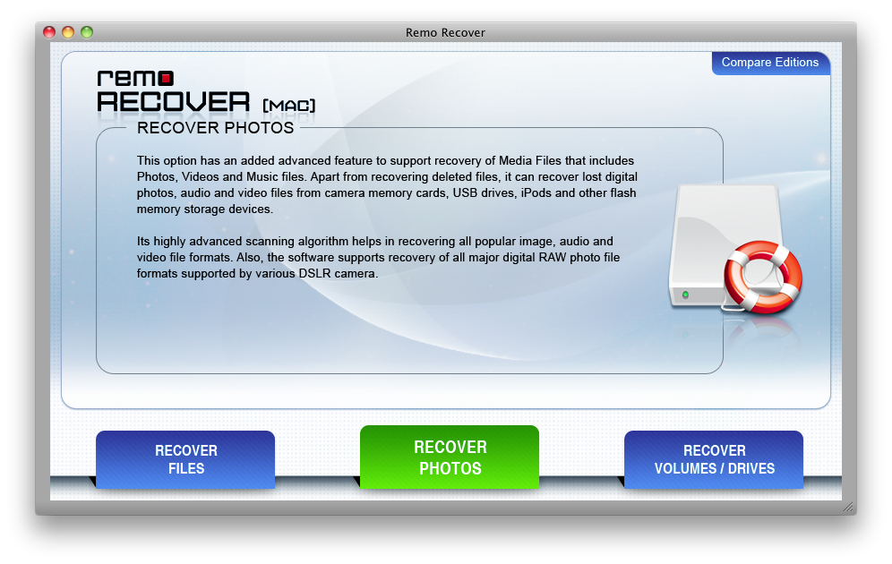 click on recover photos button to start the itunes backup file recovery process
