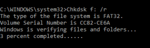 run cmd function to fix memory card errors