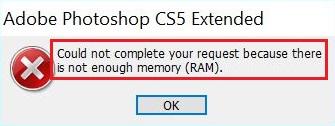 Photoshop error-Not enough memory