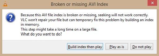fixing AVI index issue with vlc media player