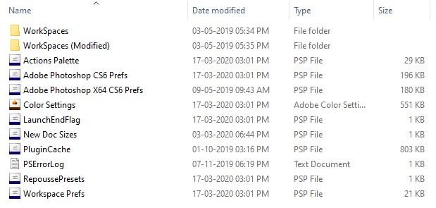 remove preference file to fix photoshop program error