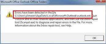 Fix error have been detected in the outlook data file