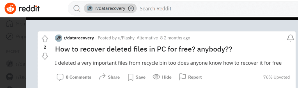 how to recover deleted files user question on reddit