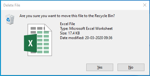 Recover deleted Excel files from Recycle Bin