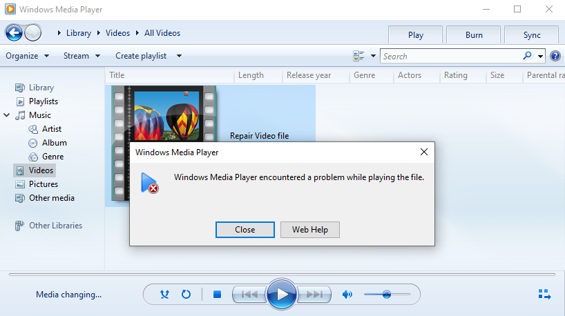 Reparación Reproductor Windows Media Encontro un al Reproducir el Archivo