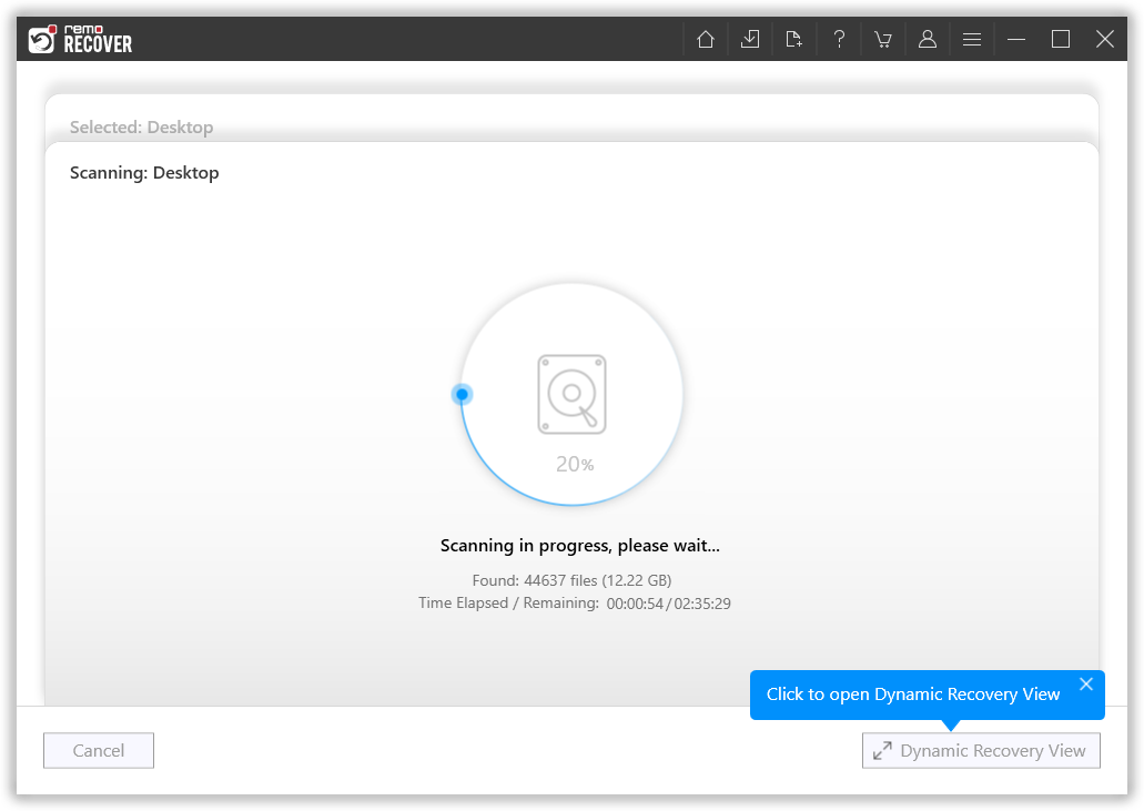 Software Remo Recover que escanea archivos y carpetas eliminados