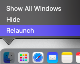 click on relaunch option to unhide the disappeared files from the mac desktop
