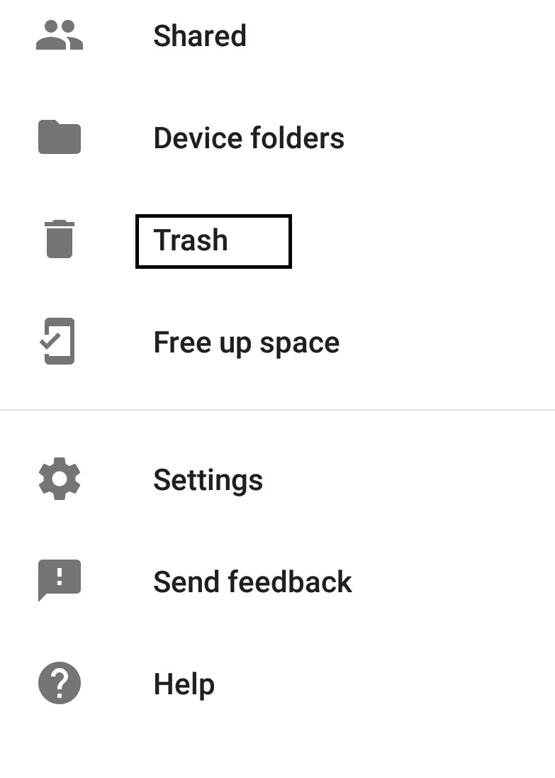 look for permanently deleted photos on Google Photos