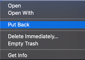 put back all the deleted files from Mac Trash