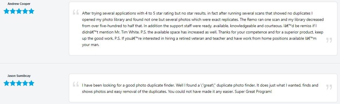 review of the users who have downloaded remo duplicate photos remover 