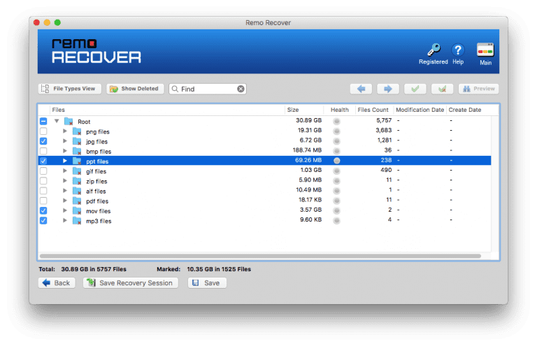 launch the tool to recover deleted files and folders