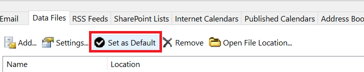 Outlook Settings - Set as Default