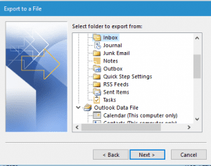 Select the profile to migrate outlook
