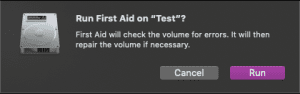 click on the Run button to start the first aid process