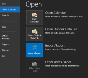 import Outlook data file