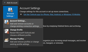 outlook account settings
