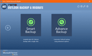 choose between smart or advanced Outlook backup