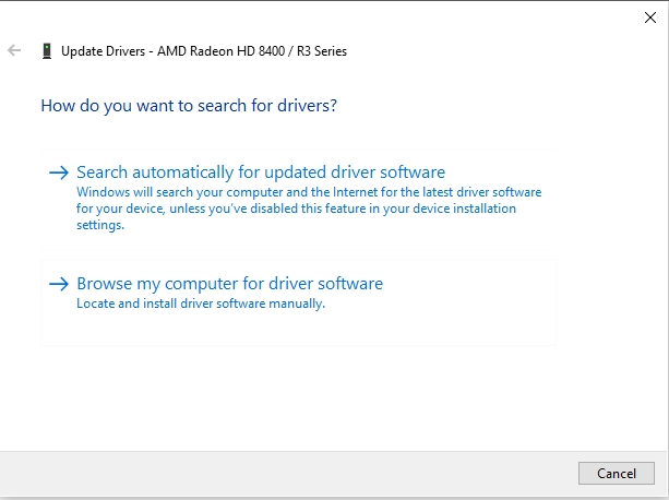 search automatically to update the driver