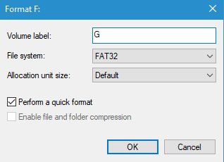 format the disk in drive with NTFS