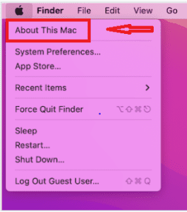 select about this mac option