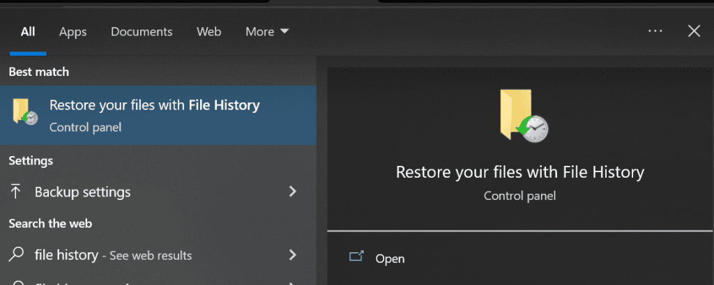 vai alla cronologia dei file