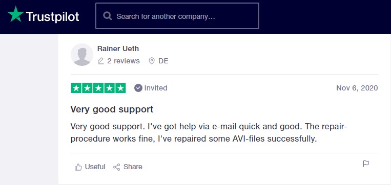 review of a customer who is happy with the Remo video repair tool.