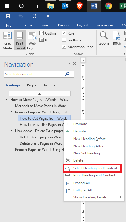 order pages in word