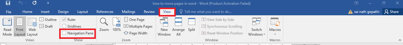 rearrange pages in word