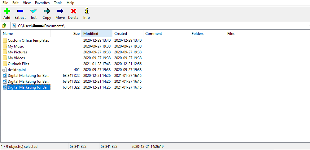 screenshot of splitting zip file using 7zip