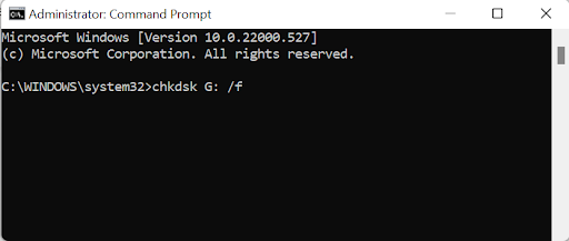 Open command prompt to fix Hard Drive Showing 0 Bytes Error