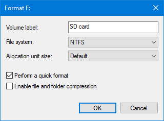 format sd card not detected