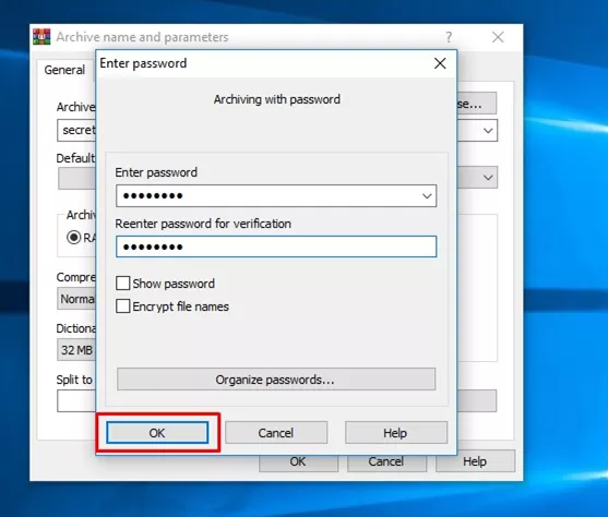 password protect ZIP file