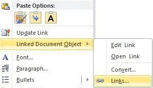 Linked document object and select links from list