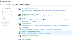 Restore and Backup option in Windows