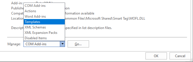 Templates under Add-ins tab to repair damaged Word document