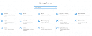 In Windows settings select Update and security