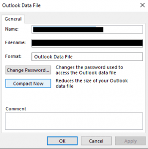 compact now to fix the outlook data file reached the maximum size