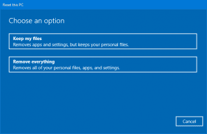 option while resetting Windows 10, 8 or 7