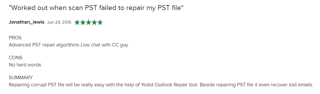 Yodot PST Repair review 