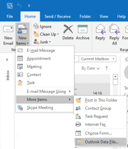 creating Outlook Data file