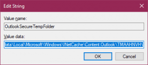 Edit String - Outlook Secure Temp Folder