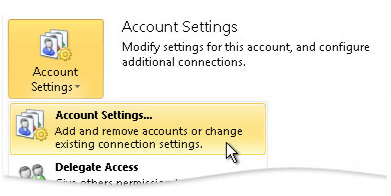 Open Account Settings in Outlook 2010