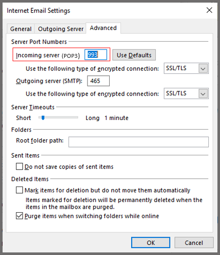open Incoming server (POP3) under Internet Email Settings
