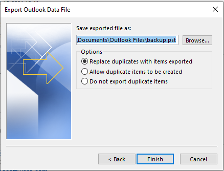 Browse Outlook data file and Name it