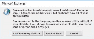 Error mailbox temporarily moved to exchange server