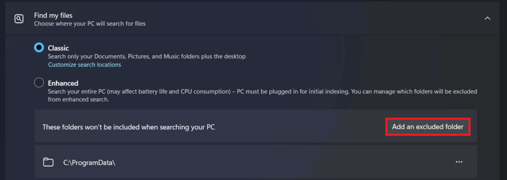 Screenshot 2026-01-20 125459 除外フォルダを追加する